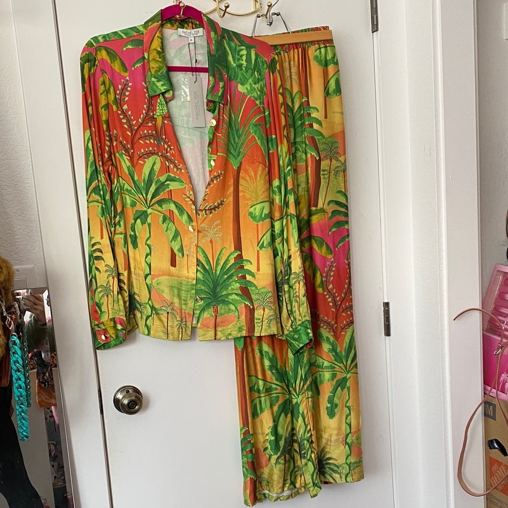 RACHEL ZOE Tropical Print Shirt and Pants Set NWT! 🌴